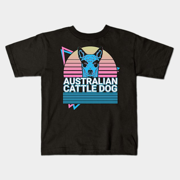 Australian Cattle Dog Retro Kids T-Shirt by Alex21